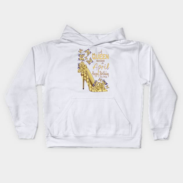 A Queen Was Born In April Kids Hoodie by Designoholic